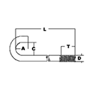 Hook Bolt,Round Bend<br />(DxLxCxAxT) by Delta Fastener