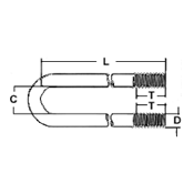 U-Bolt Round Bend<br />(DxLxCxT) by Delta Fastener